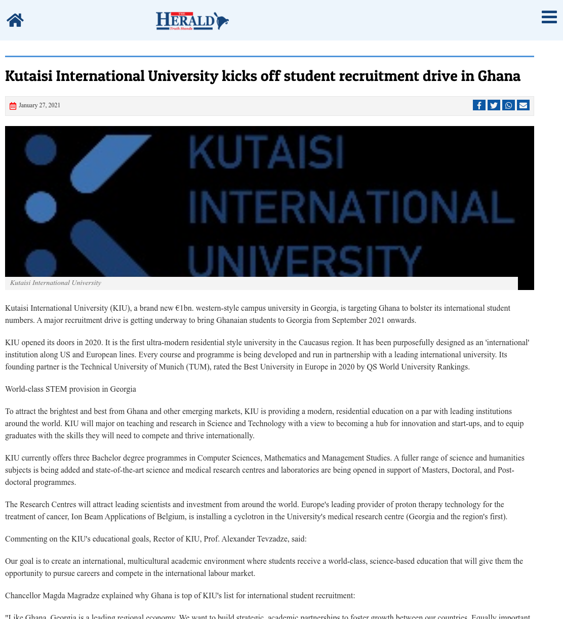 Kutaisi International University kicks off student recruitment drive in Ghana