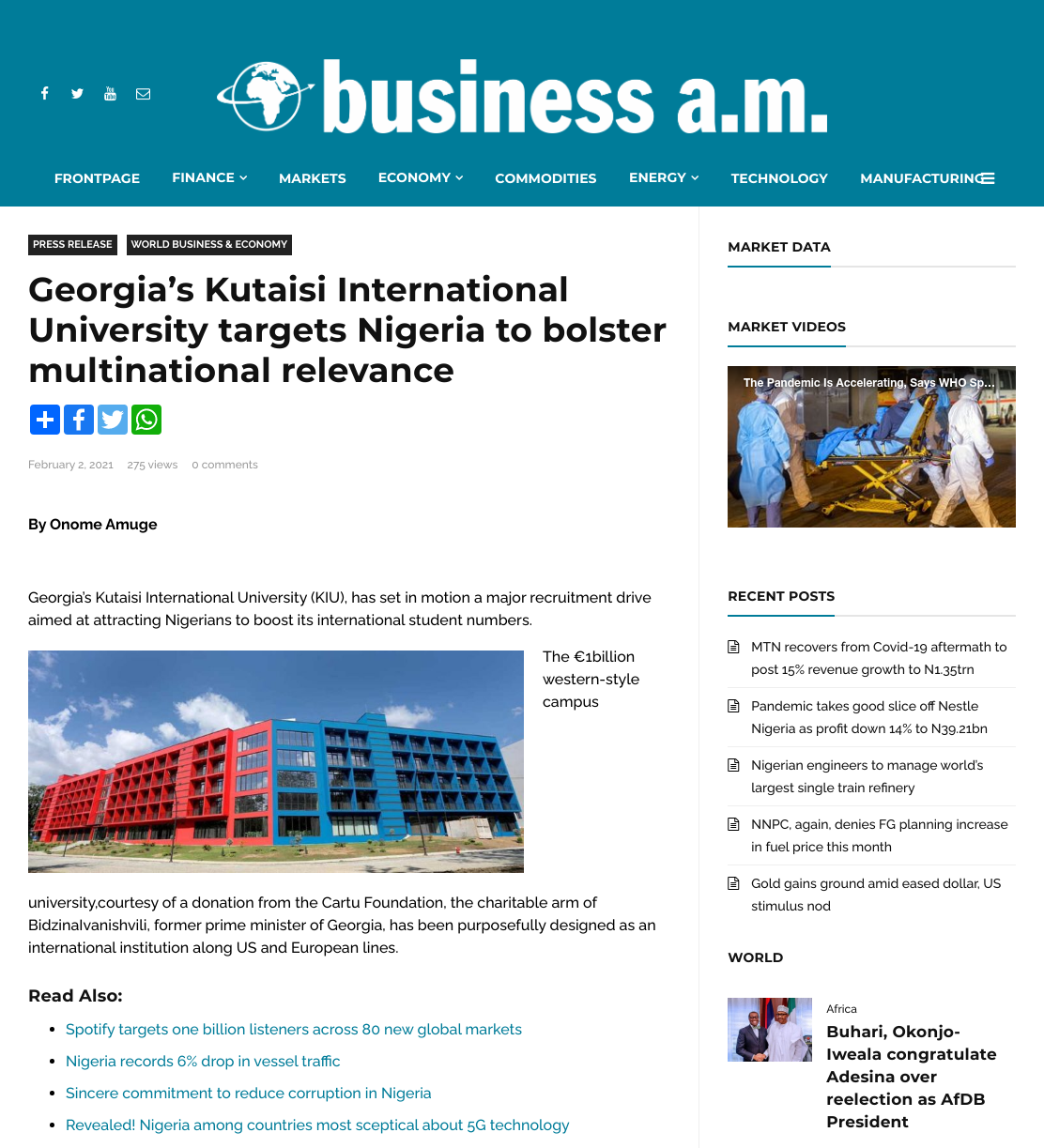Georgia’s Kutaisi International University targets Nigeria to bolster multinational relevance   – Businessamlive