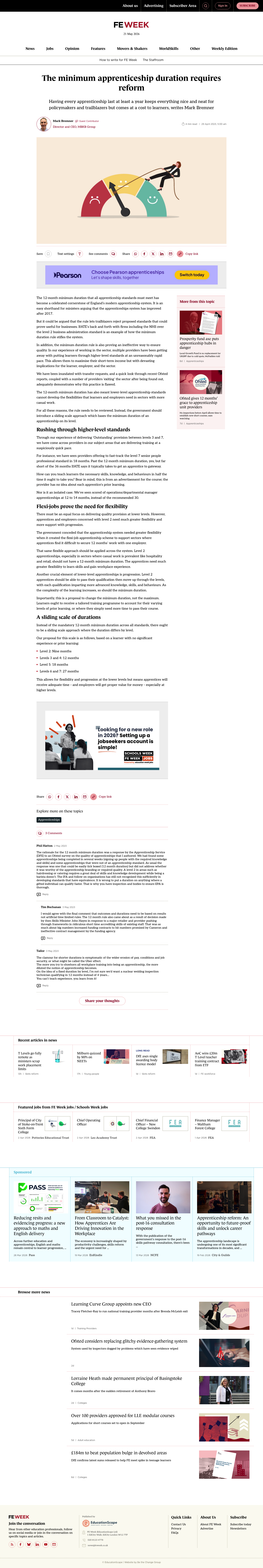 Why the minimum apprenticehip duration must change