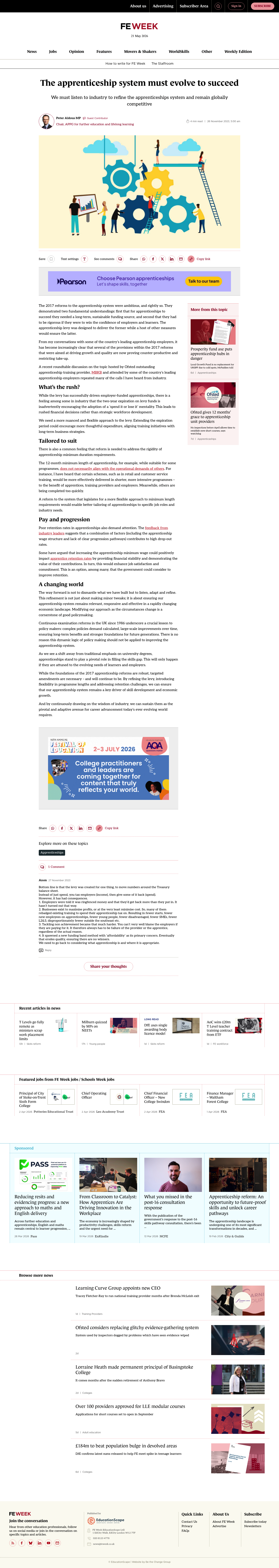 What industry needs from apprenticeships now