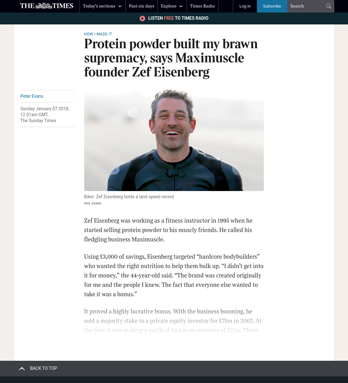 Protein powder built my brawn supremacy, says Maximuscle founder Zef Eisenberg