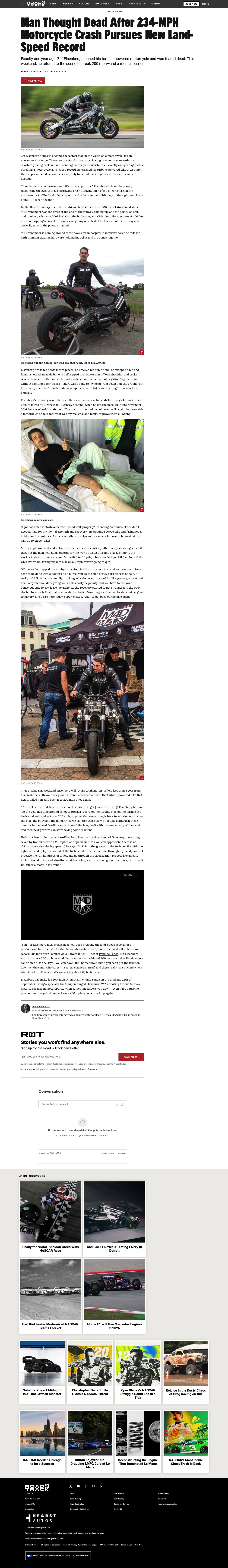 Man Thought Dead After 234-MPH Motorcycle Crash Pursues New Land-Speed Record