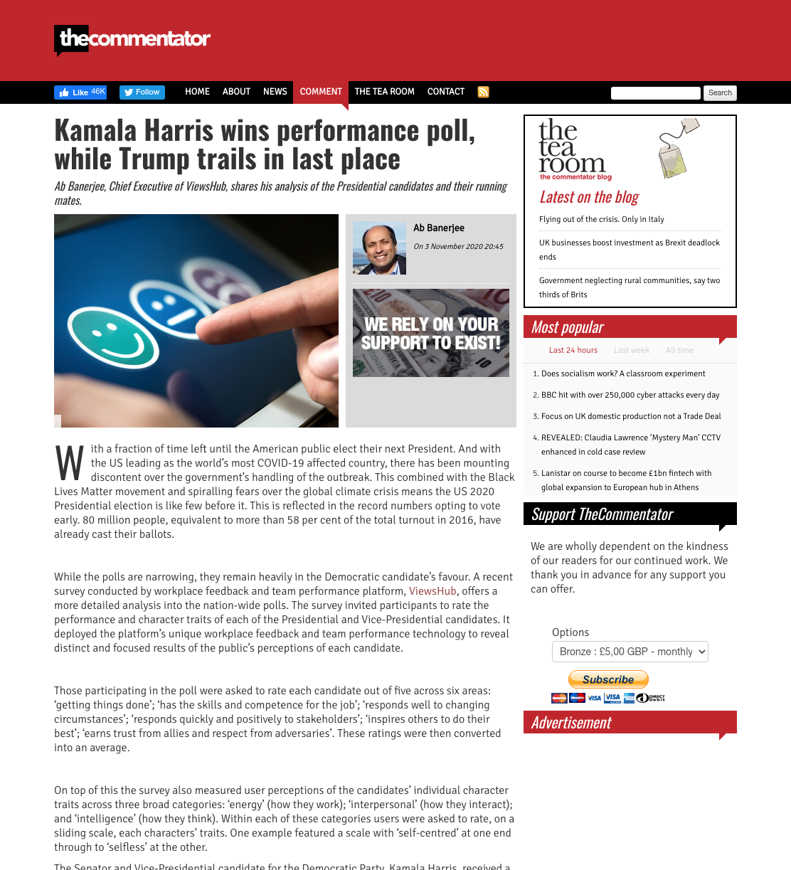 Kamala Harris wins performance poll, while Trump trails in last place - The Commentator