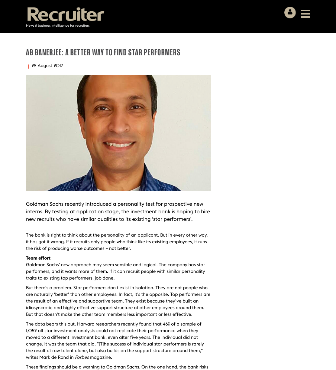 Ab Banerjee: A better way to find star performers | Recruiter