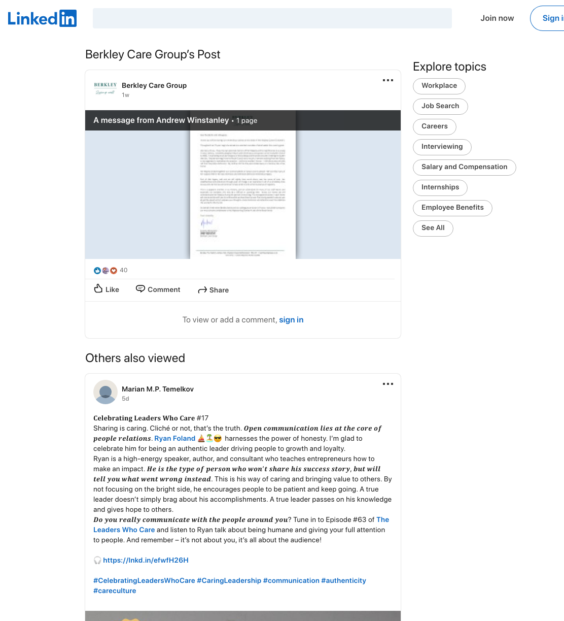 Berkley Care Group on LinkedIn: A message from Andrew Winstanley
