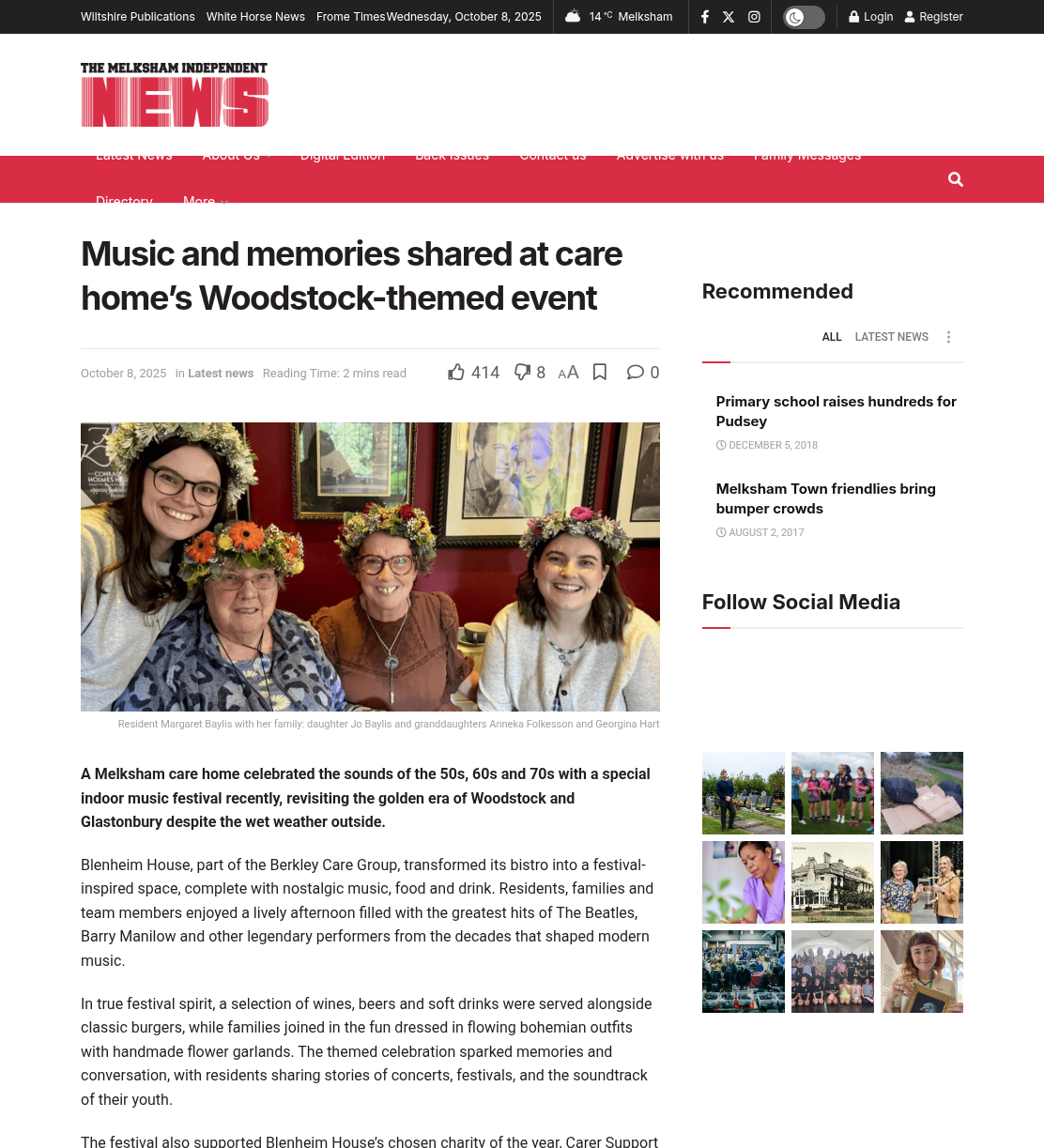 Music and memories shared at care home’s Woodstock-themed event