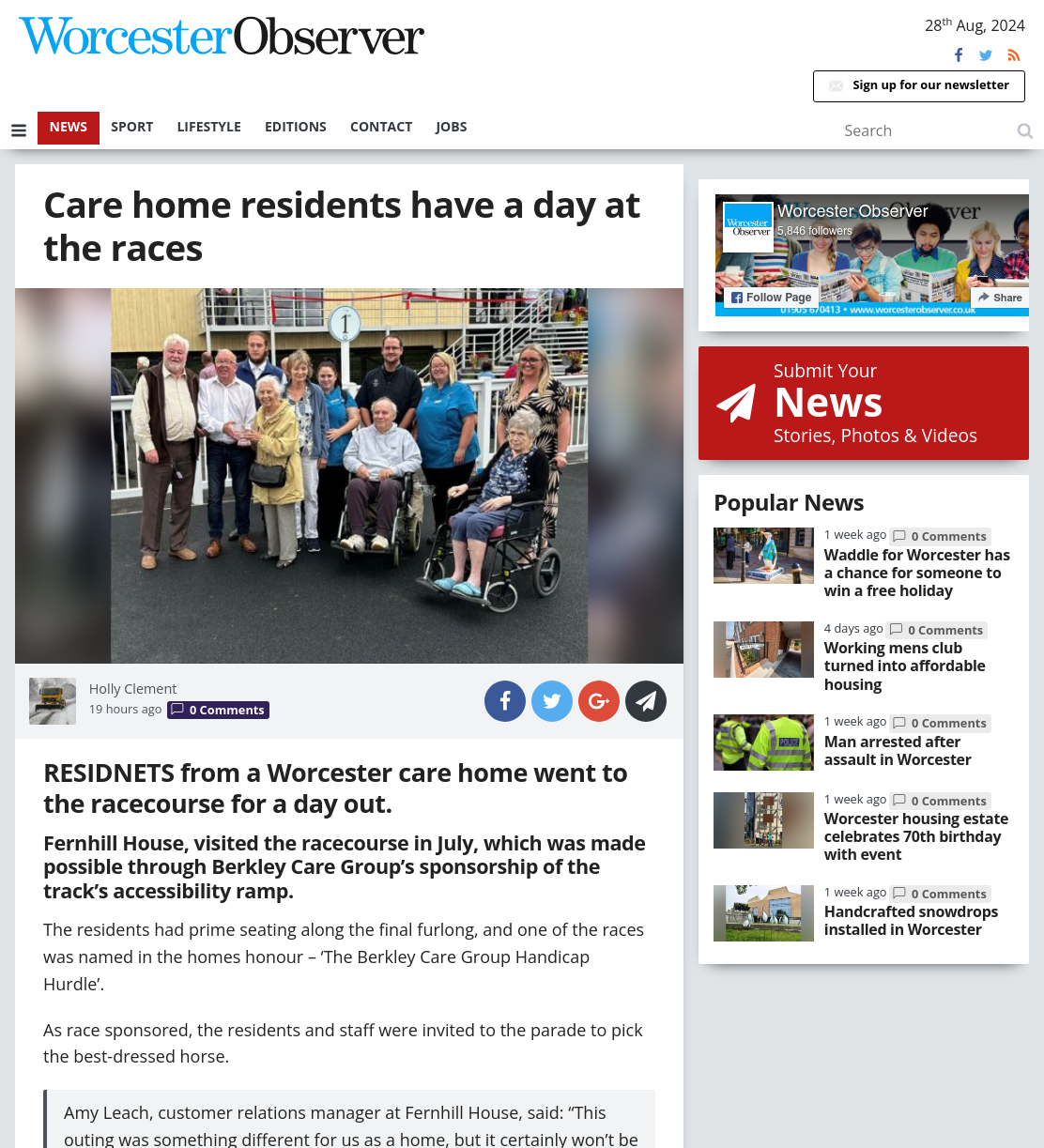 Care home residents have a day at the races