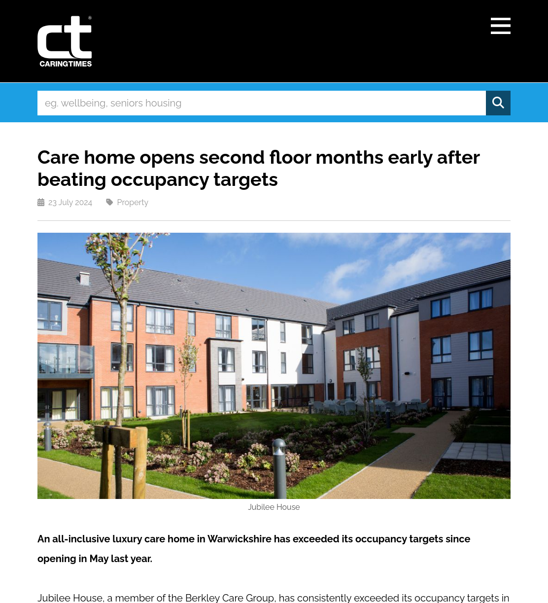 Care home opens second floor months early after beating occupancy targets | Caring Times