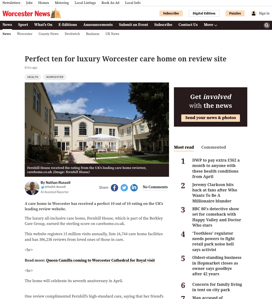Care home scores 10 out of 10 on UK's leading review site