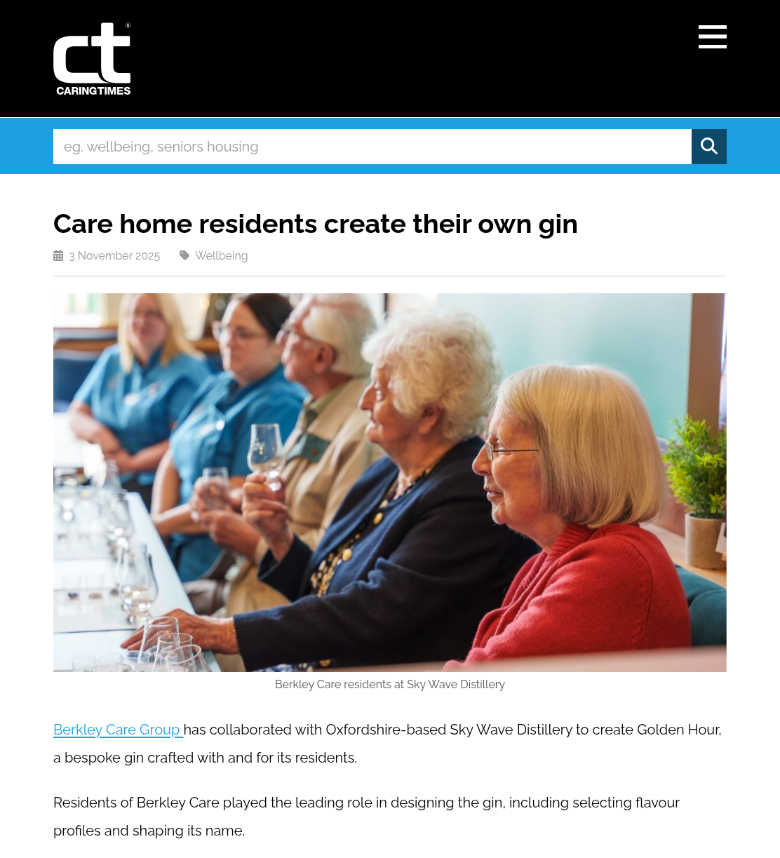 Care home residents create their own gin | Caring Times
