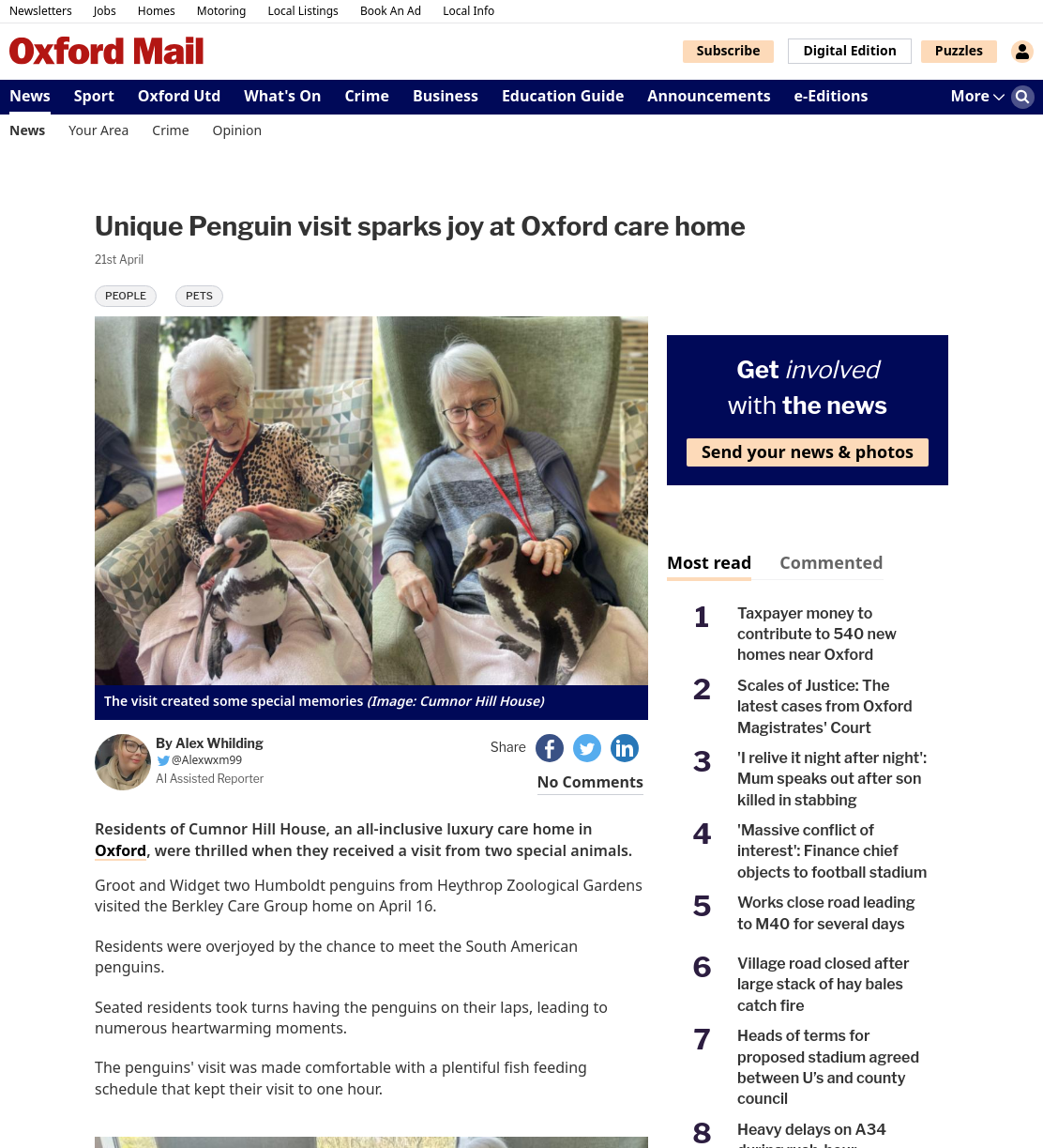 Special animal guests charm residents of Oxfordshire care home