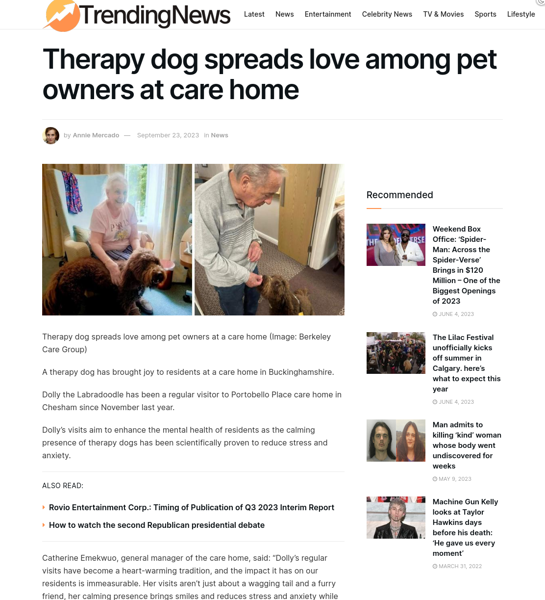 Therapy dog ​​spreads love among pet owners at care home - Trending News