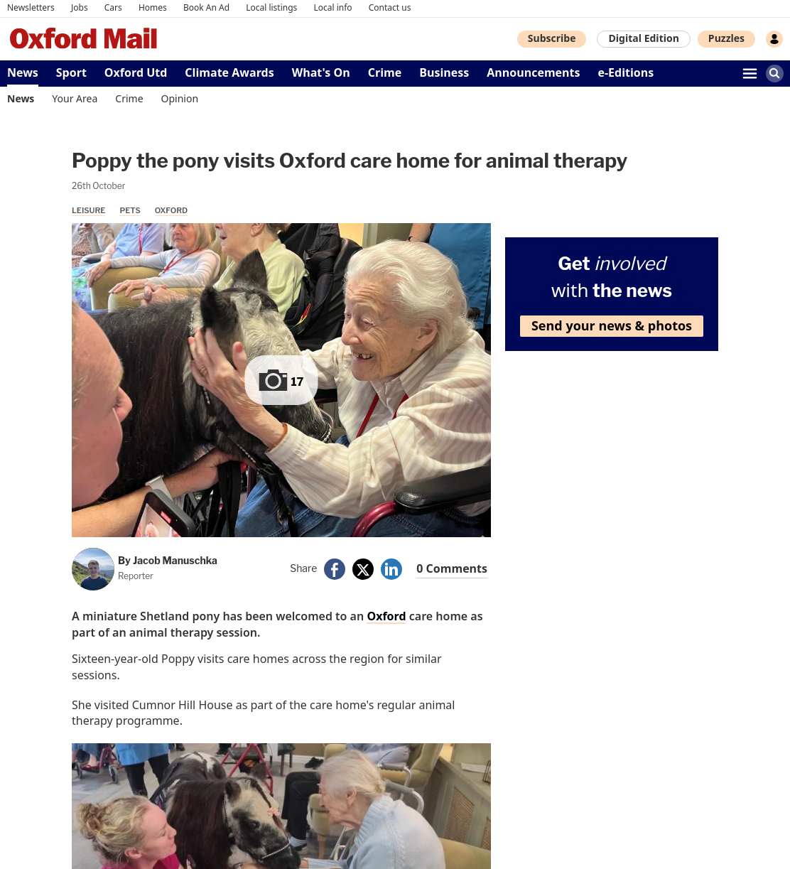 Residents 'overjoyed' as Poppy the pony visits Oxford care home