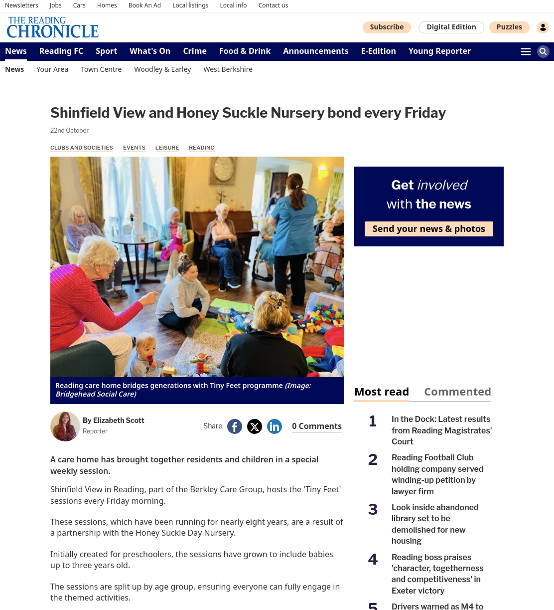 Care home and nursery partner for weekly 'Tiny Feet' sessions