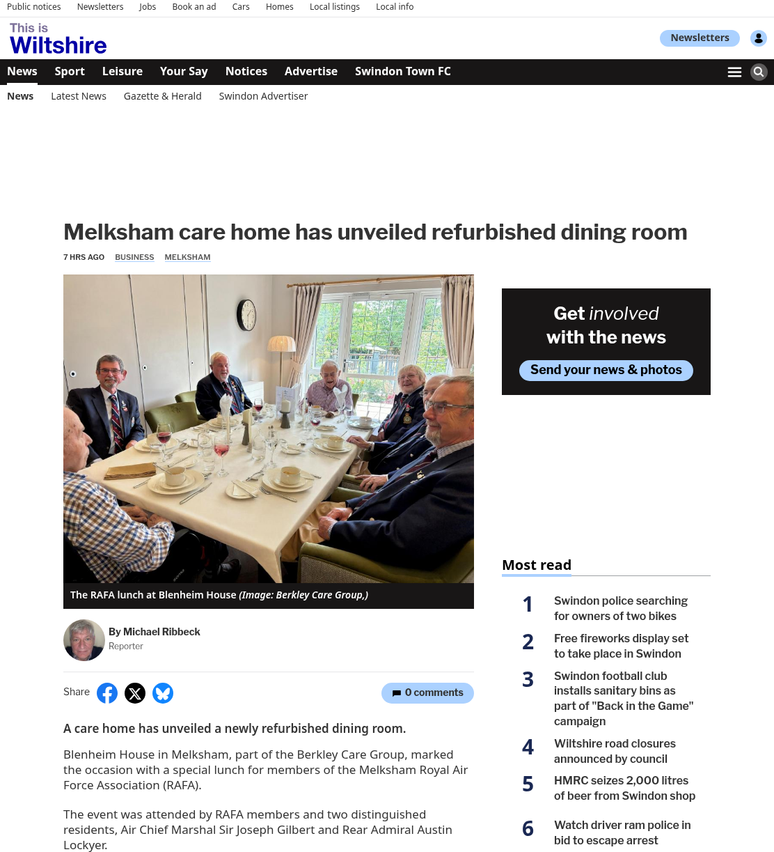 Melksham care home reveals newly refurbished dining room