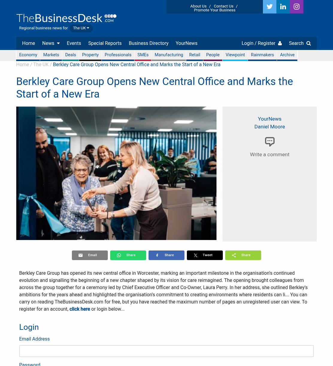 Berkley Care Group Opens New Central Office and Marks the Start of a New Era | TheBusinessDesk.com