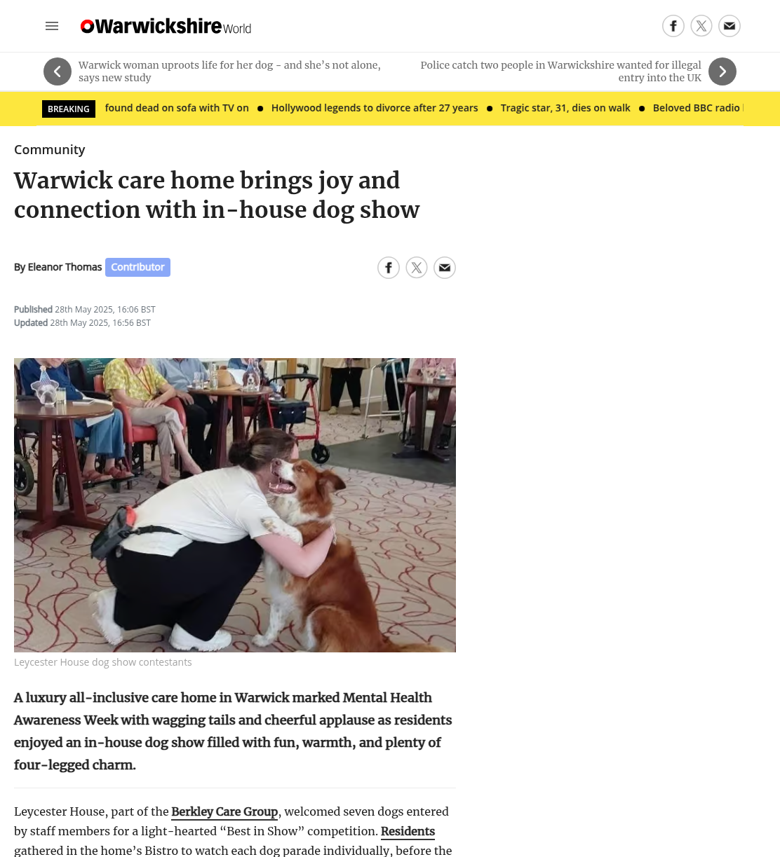 Warwick care home brings joy and connection with in-house dog show