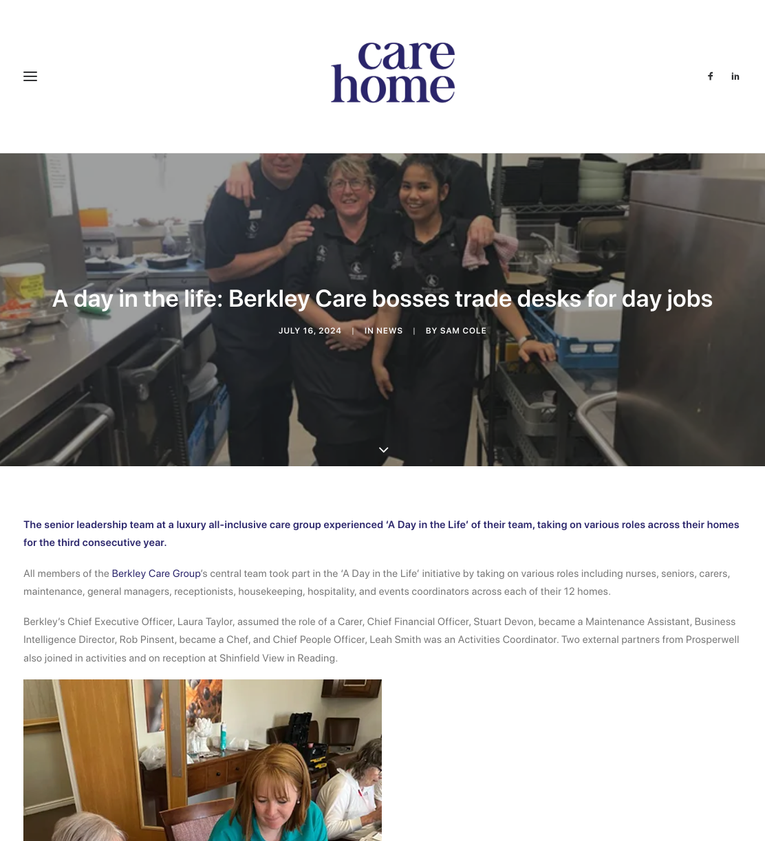 A day in the life: Berkley Care bosses trade desks for day jobs » Care Home Magazine