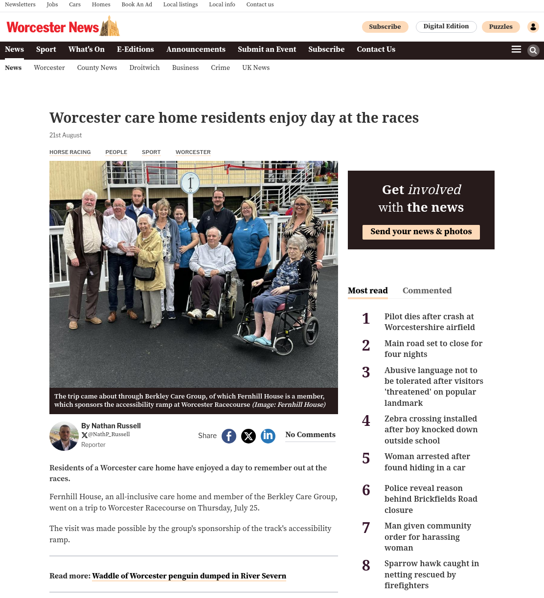 Residents of care home treated to memorable day at the Worcester Racecourse