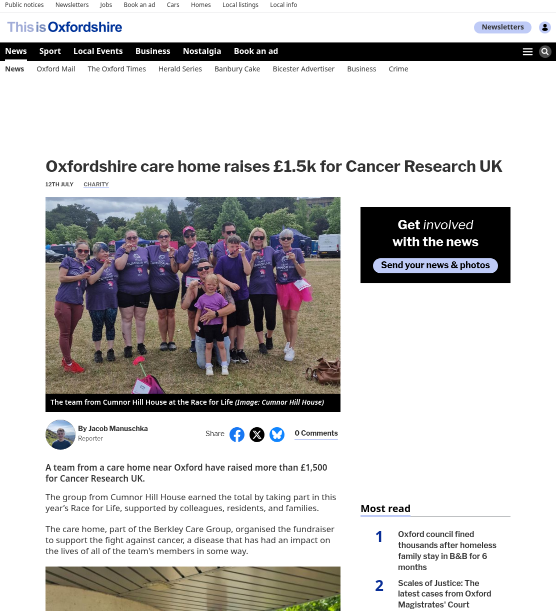 Care home team raise more than £1.5k for cancer charity