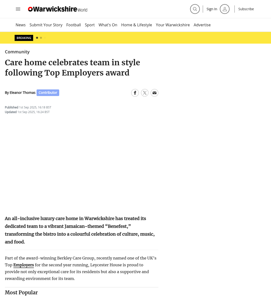 Care home celebrates team in style following Top Employers award