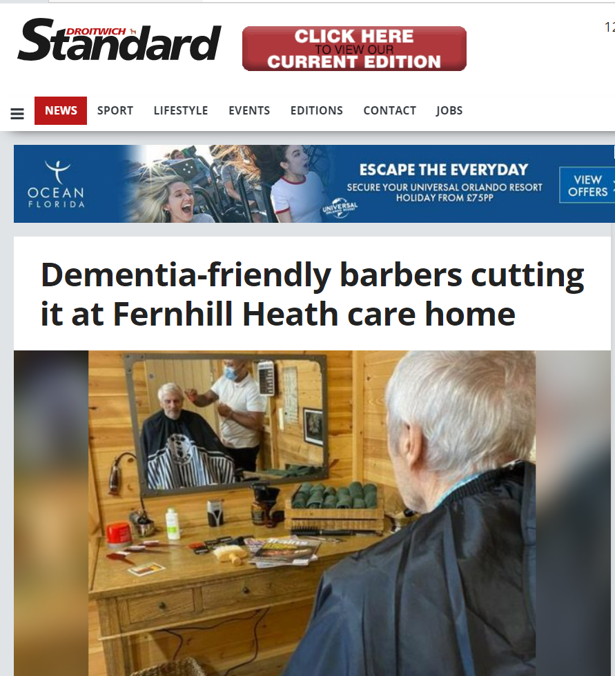 Dementia-friendly barbers cutting it at Fernhill Heath care home