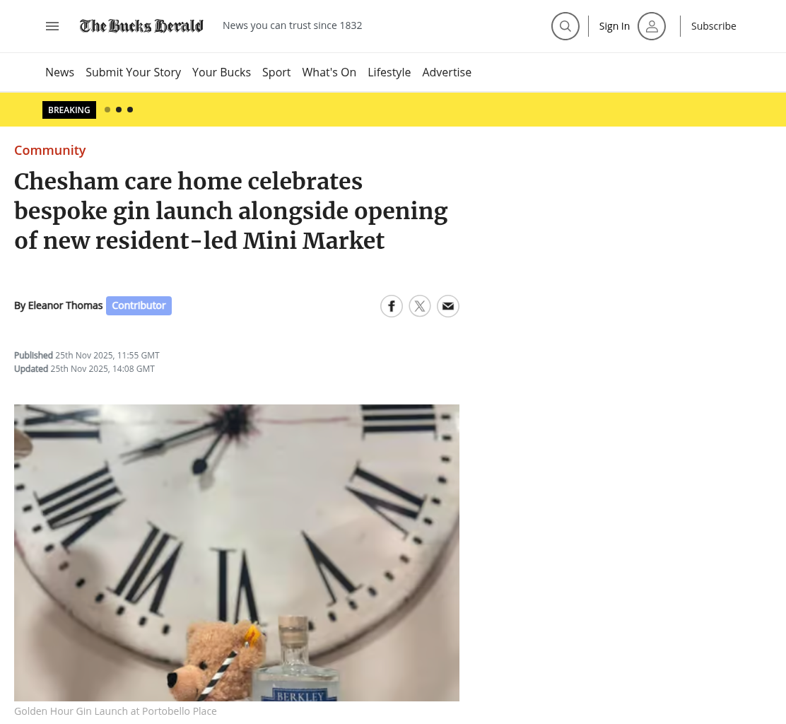 Chesham care home celebrates bespoke gin launch alongside opening of new resident-led Mini Market
