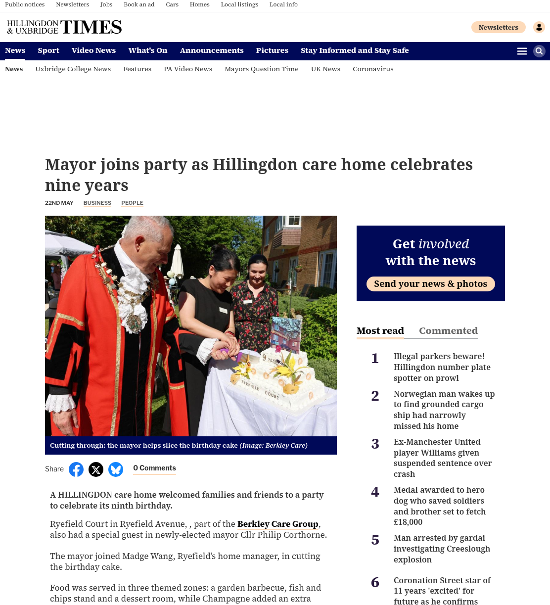 Mayor joins party as Hillingdon care home celebrates nine years