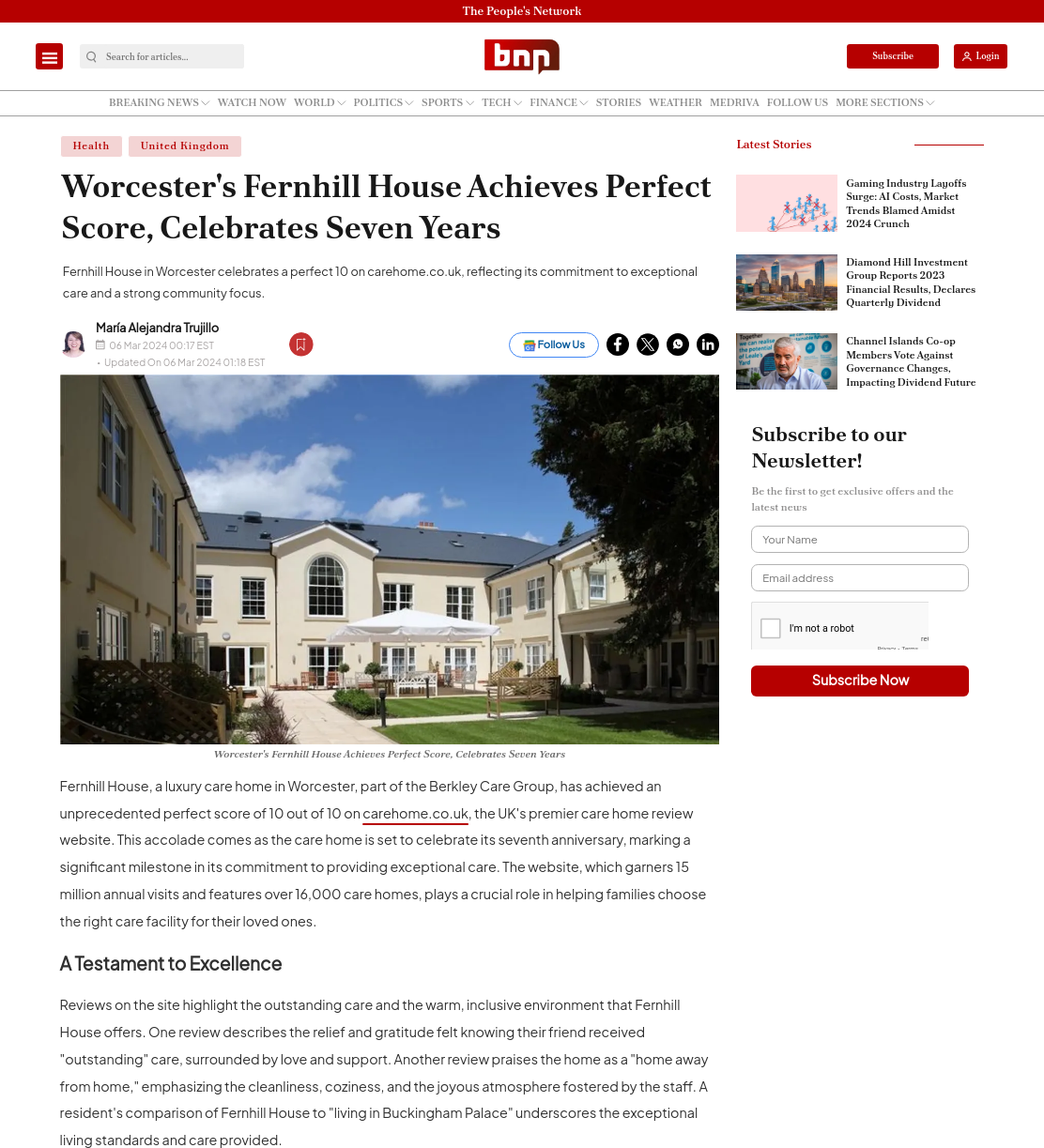 Worcester's Fernhill House Achieves Perfect Score, Celebrates Seven Years