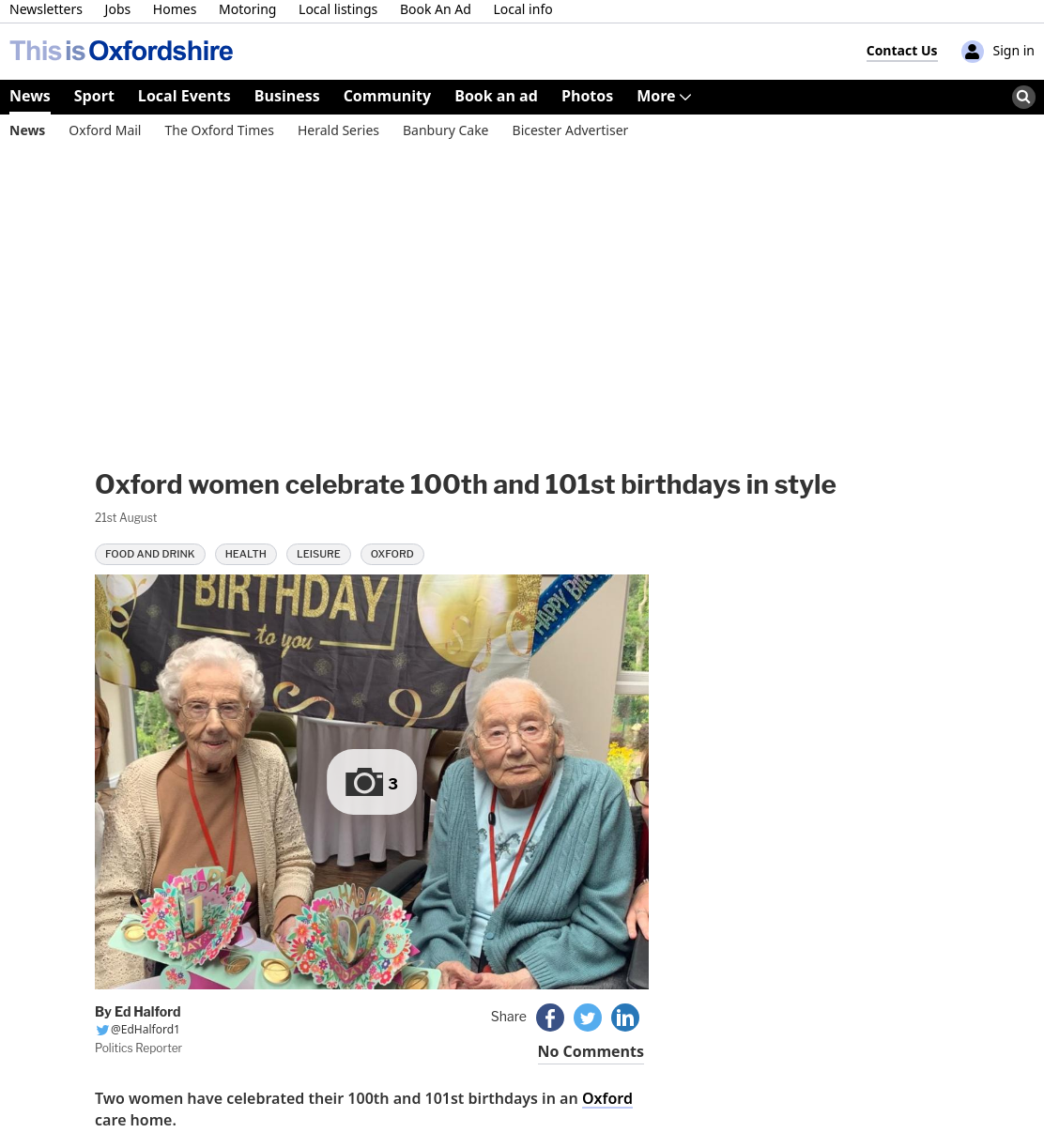 Oxford care home celebrates landmark birthdays with King's letter and cake