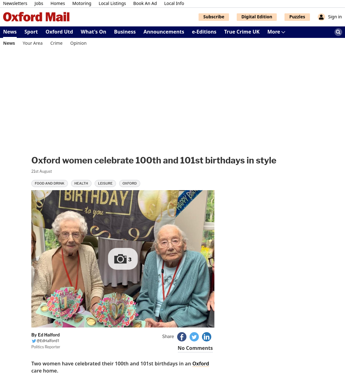 Oxford care home celebrates landmark birthdays with King's letter and cake