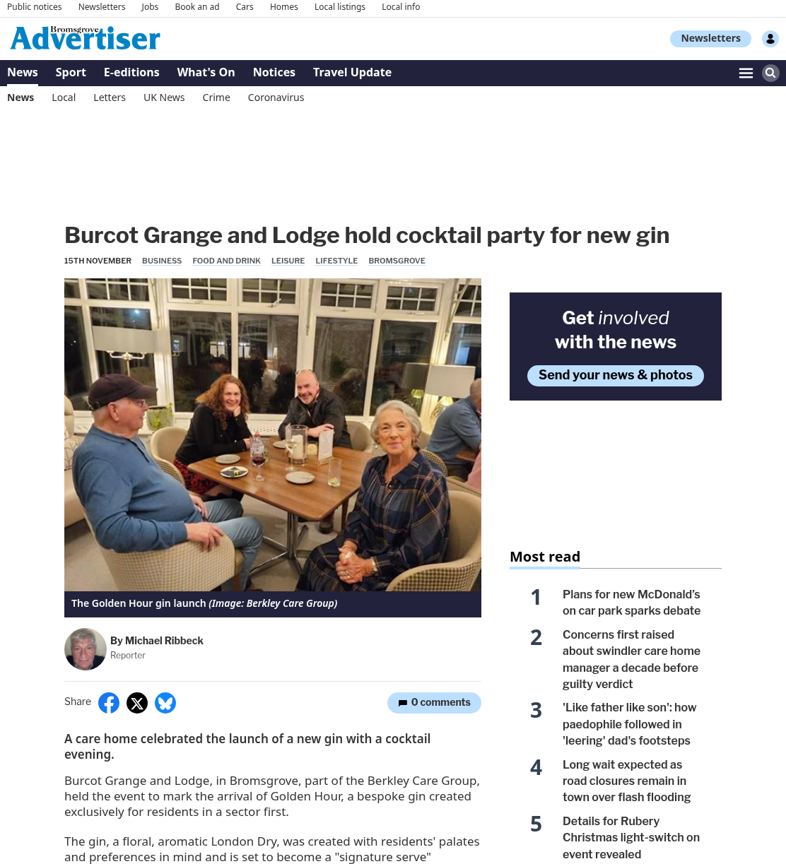 Care home celebrates launch of new gin with cocktail evening