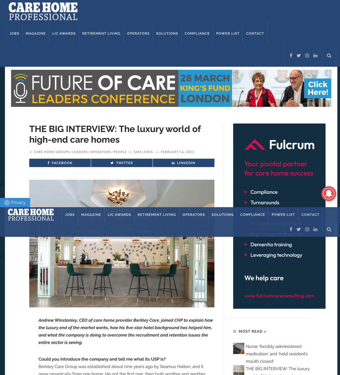 THE BIG INTERVIEW: The luxury world of high-end care homes