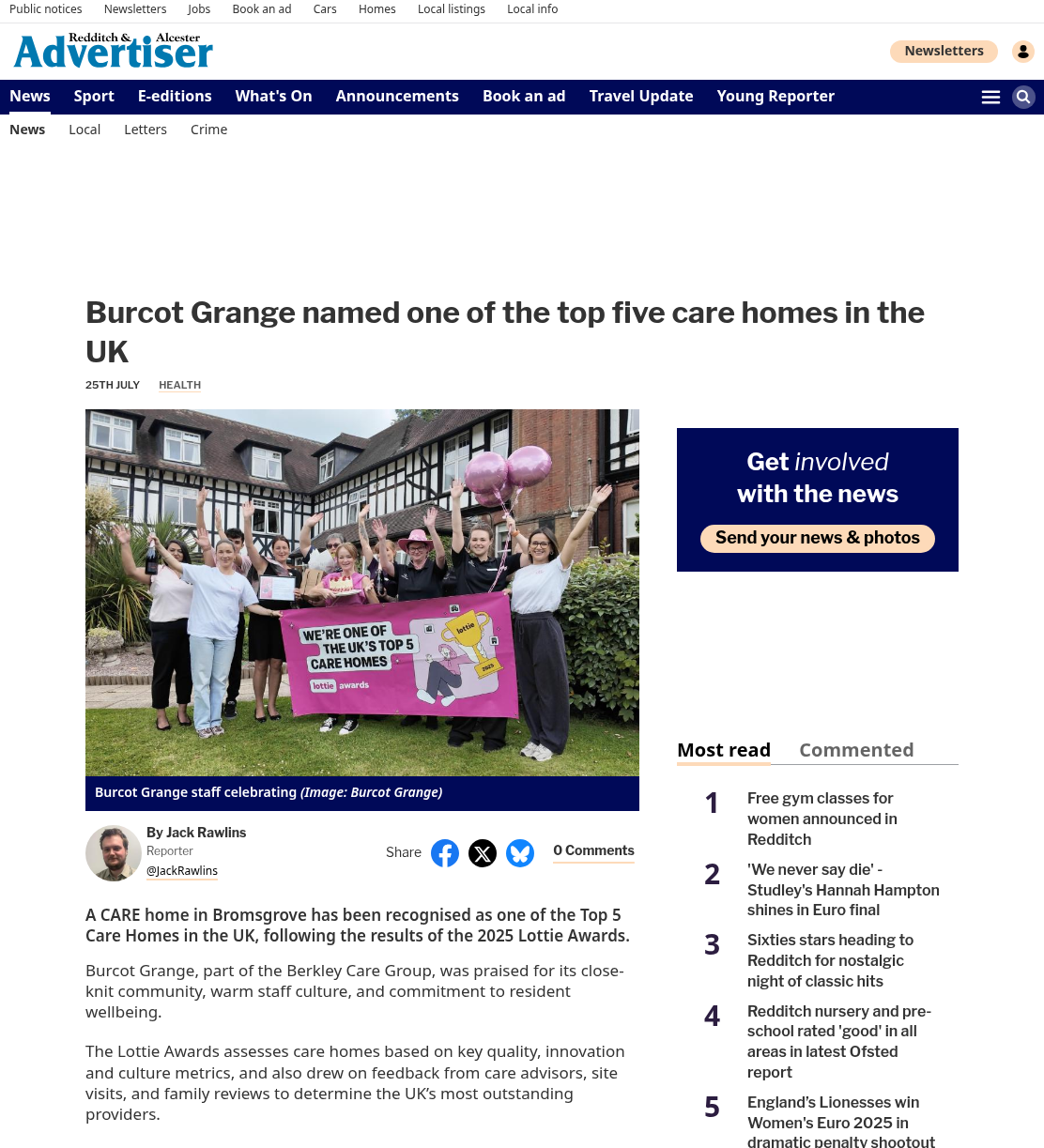 Worcestershire care home 'one of the top five in the UK'