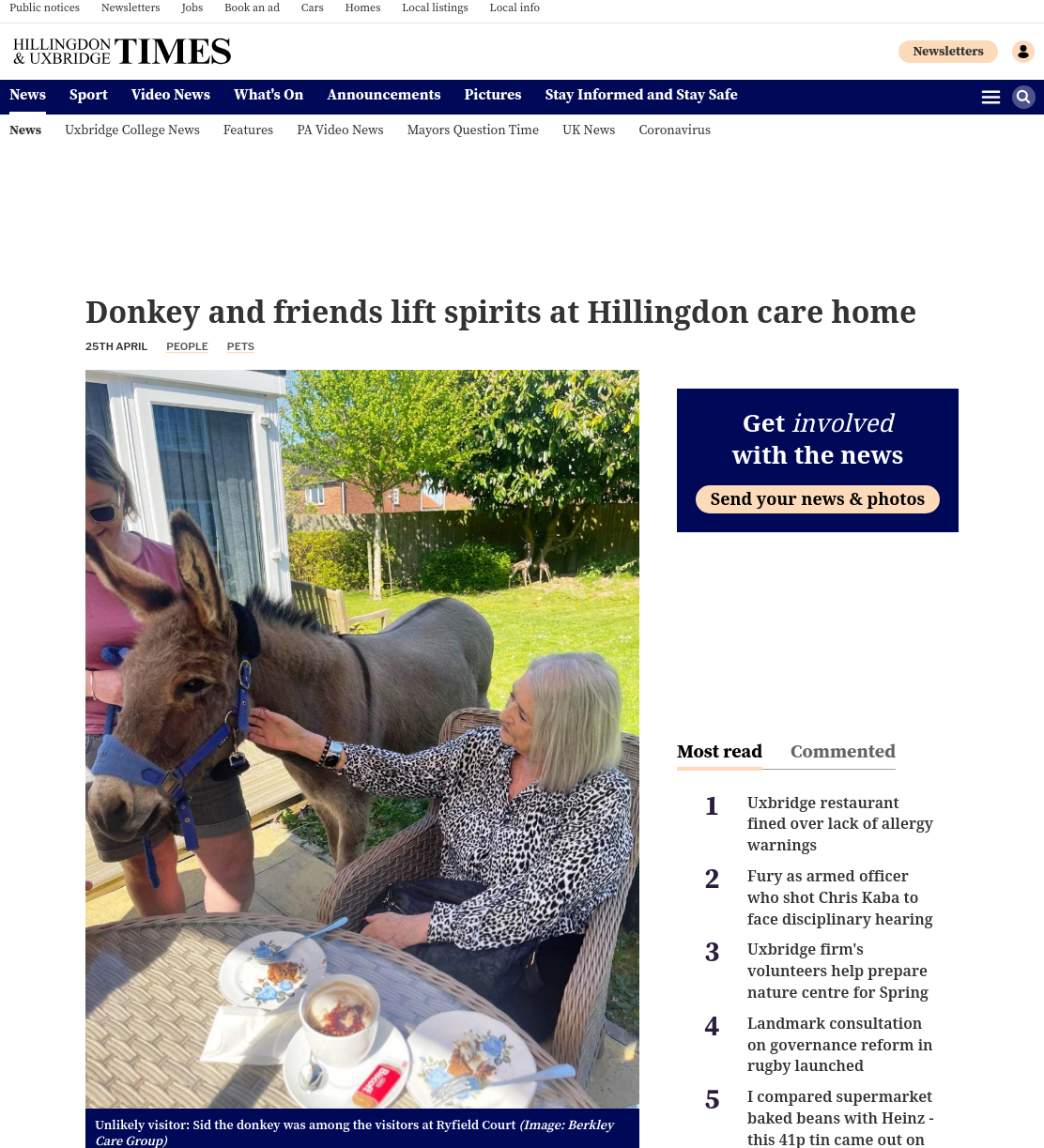 Donkey and friends lift spirits at Hillingdon care home