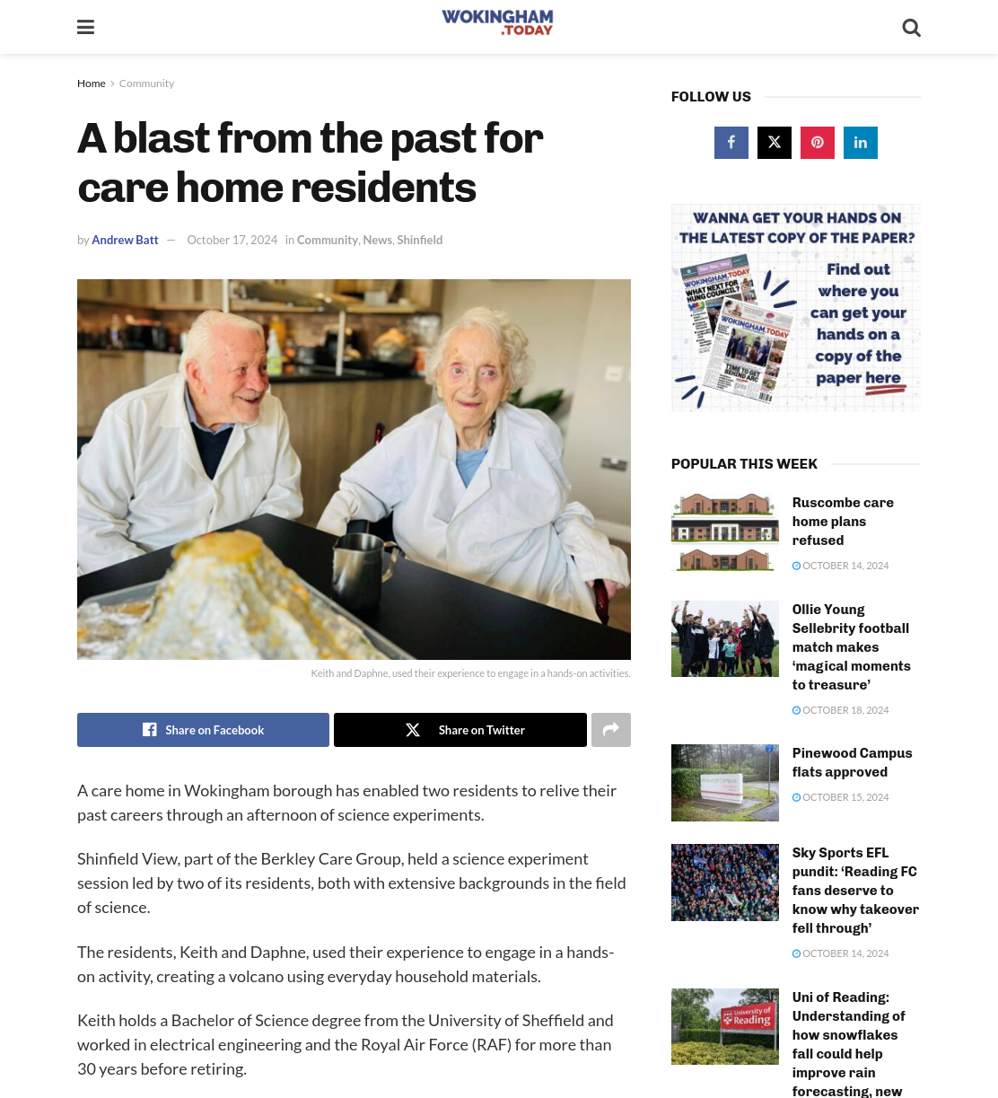 A blast from the past for care home residents