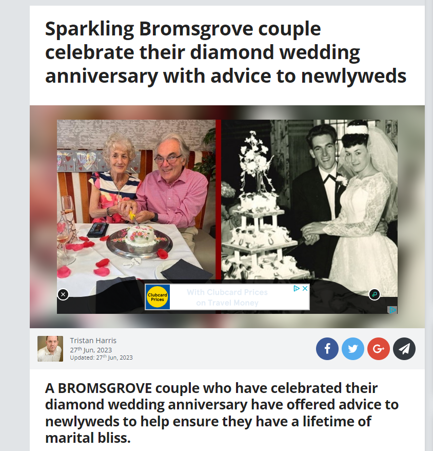Burcot Grange and Lodge 60th Wedding Anniversary