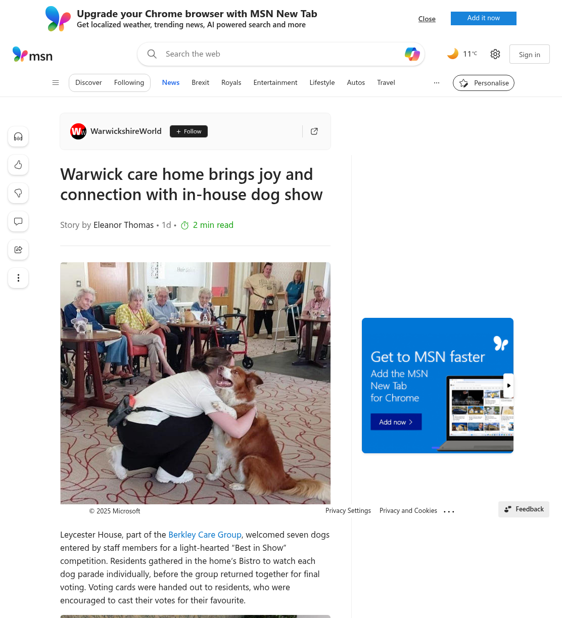 Warwick care home brings joy and connection with in-house dog show