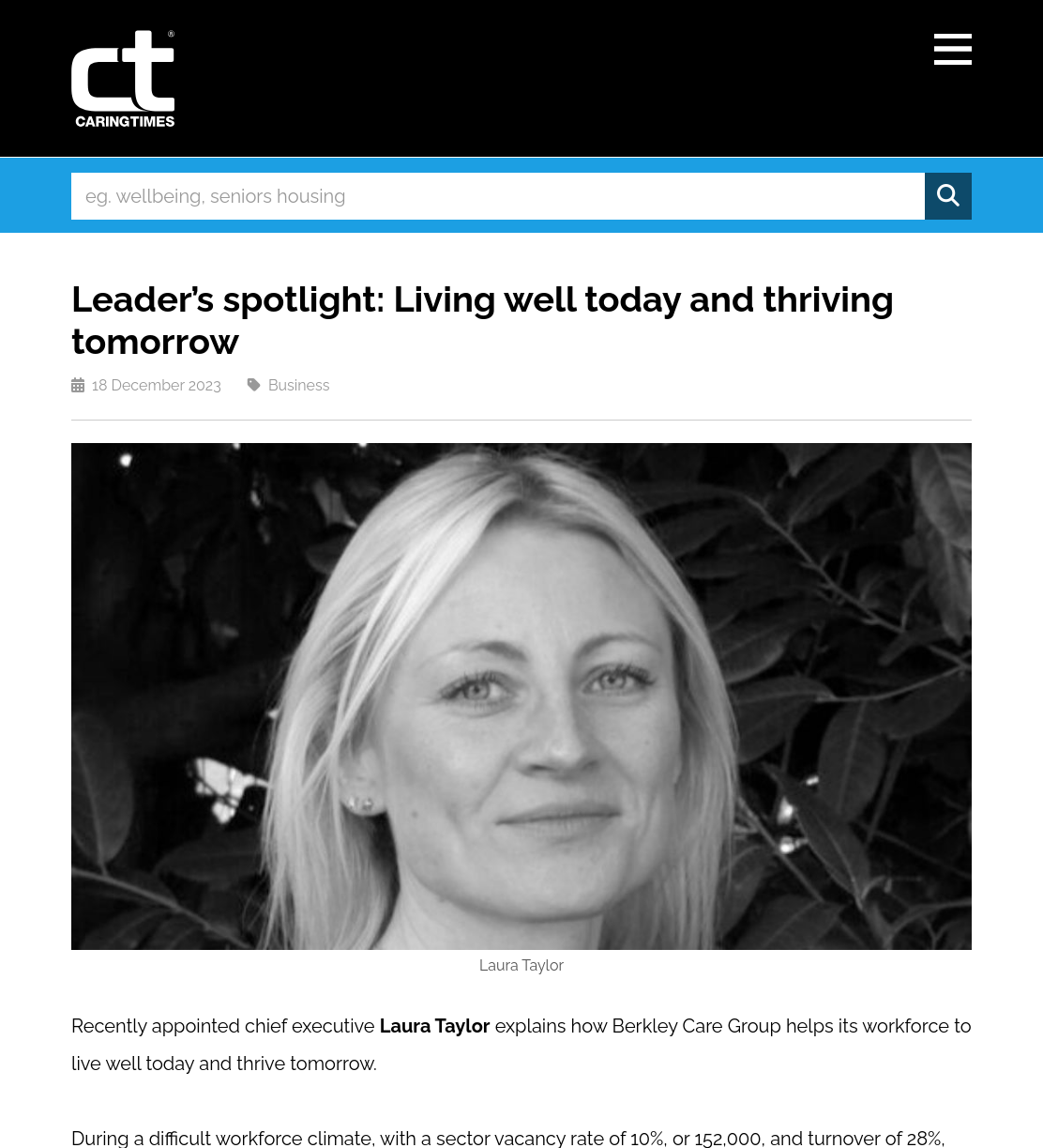 Leader's spotlight: Living well today and thriving tomorrow | Caring Times