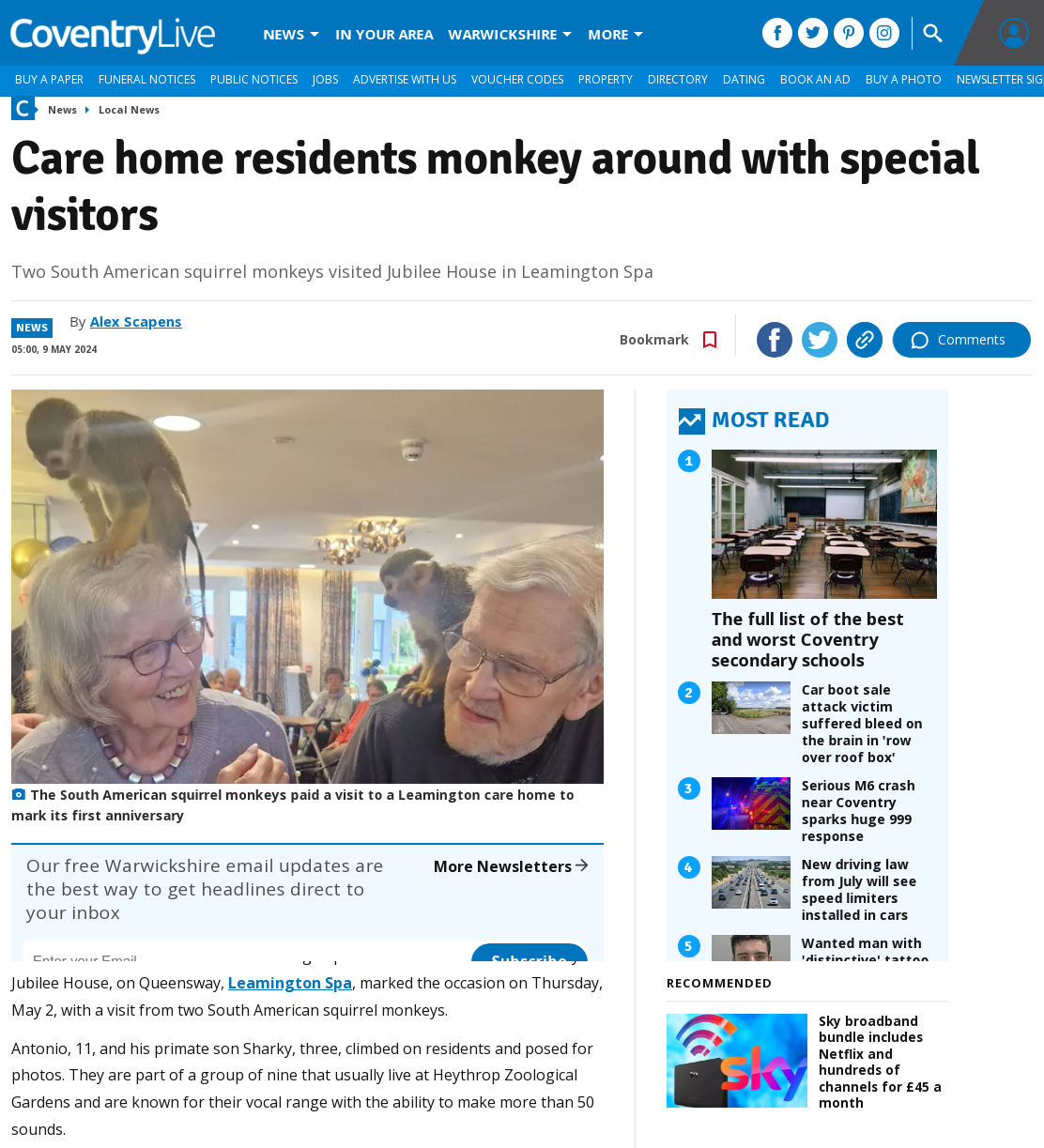 Care home residents monkey around with special visitors
