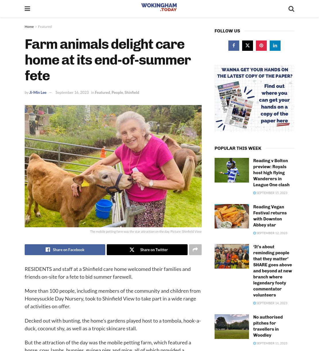 Farm animals delight care home at its end-of-summer fete