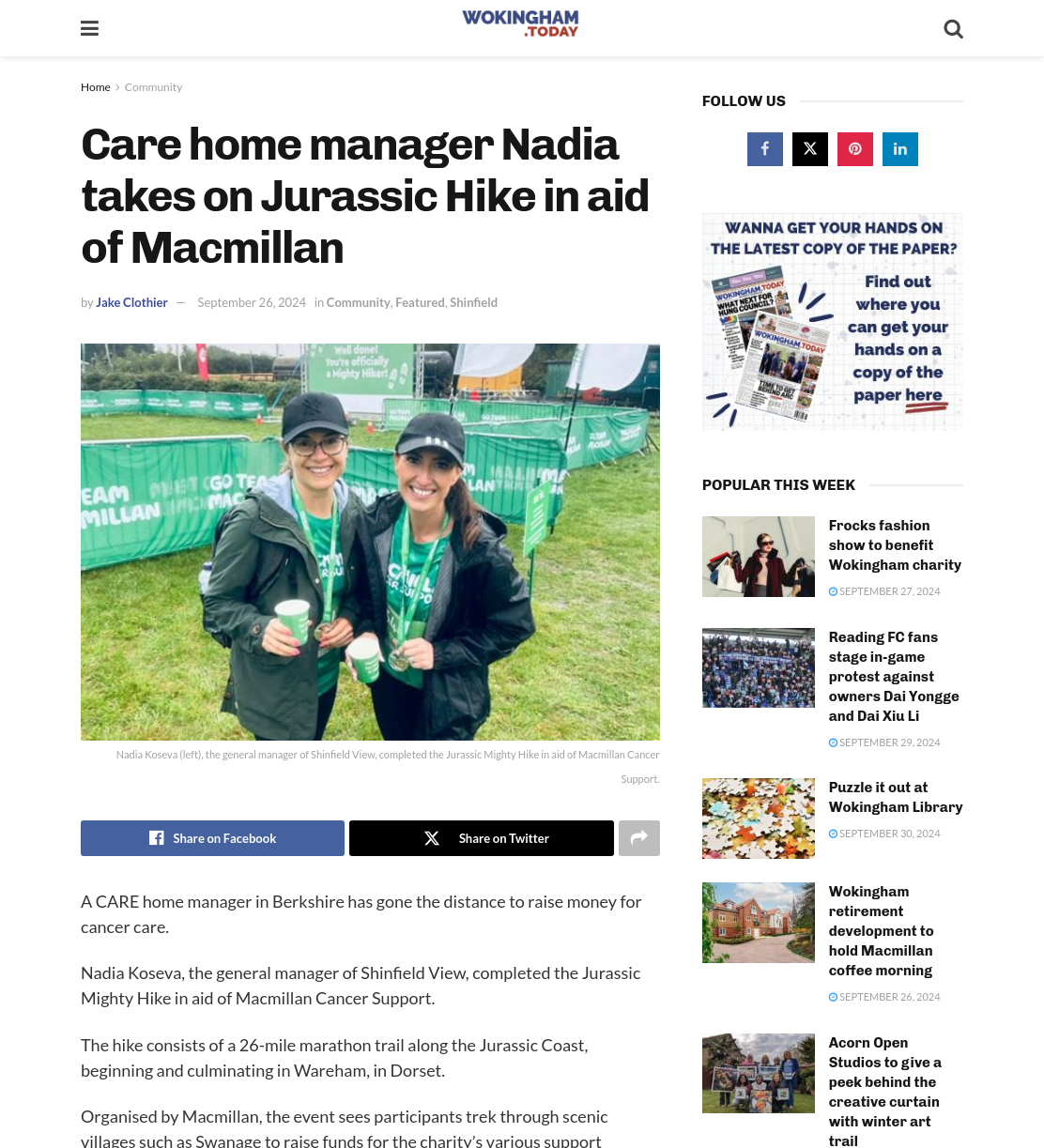 Care home manager Nadia takes on Jurassic Hike in aid of Macmillan