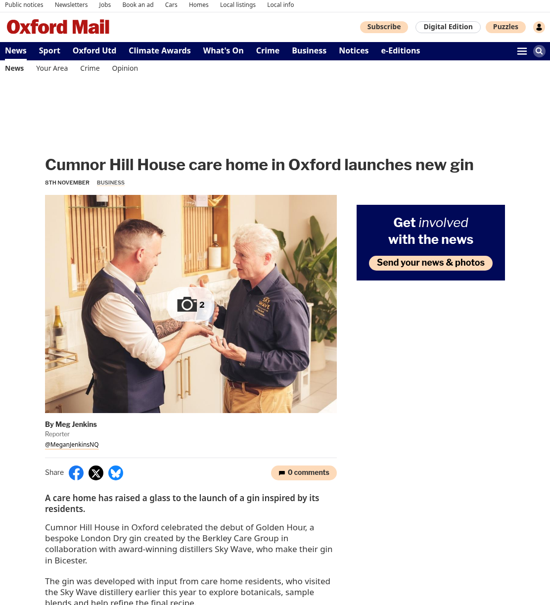 Care home raises a glass to new gin inspired by residents