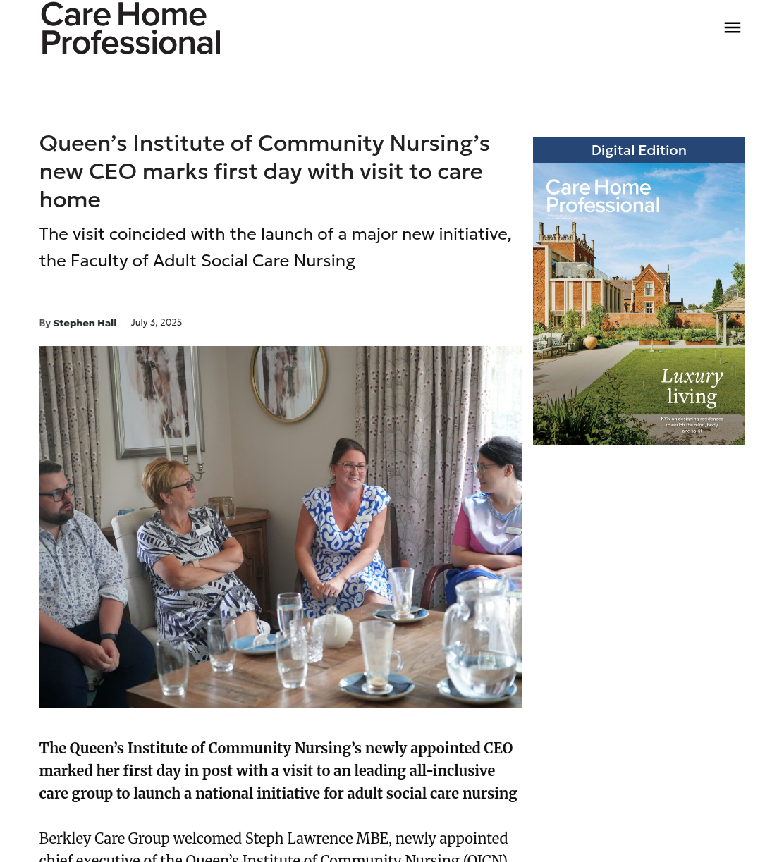 Queen’s Institute of Community Nursing’s new CEO visits care group