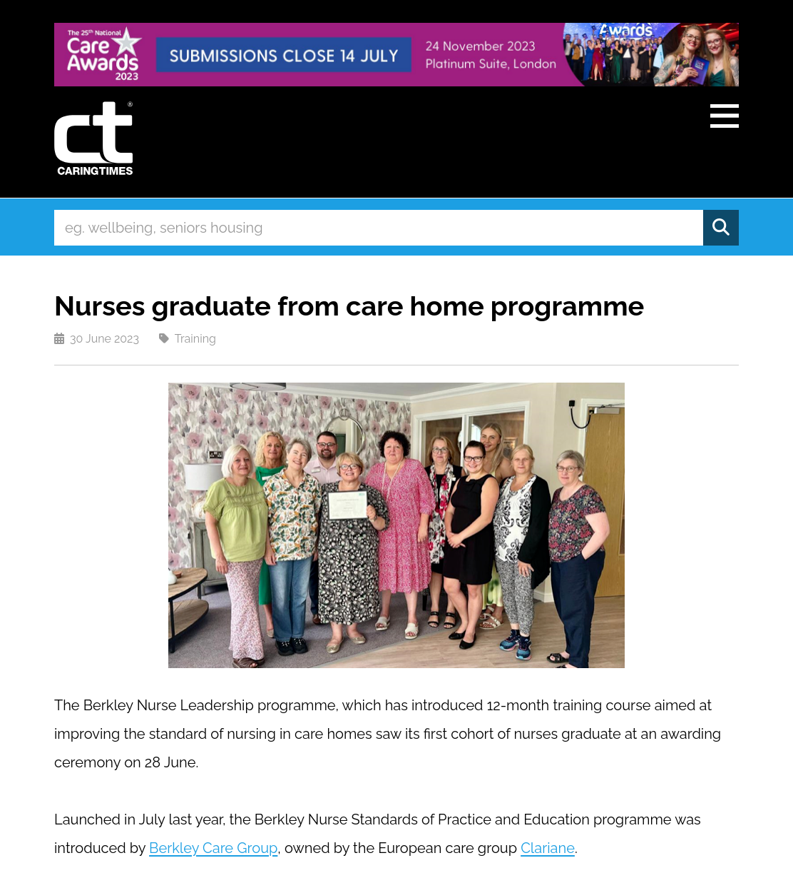 Nurses graduate from care home programme | Caring Times