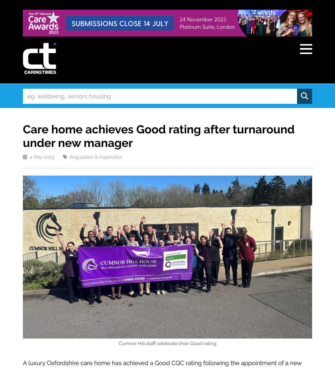 Care home achieves Good rating after turnaround under new manager | Caring Times