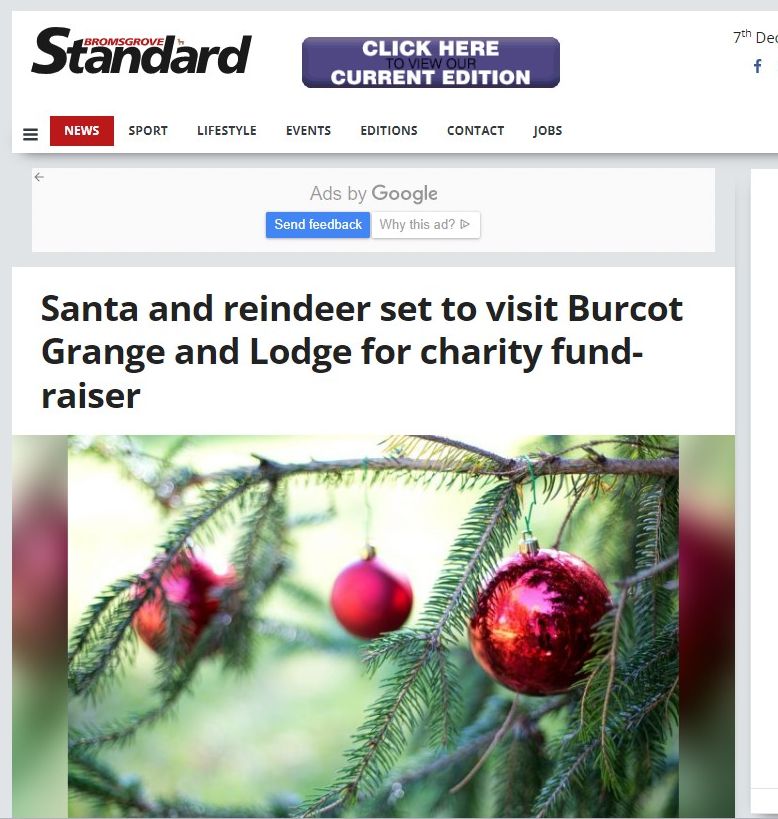 Santa and reindeer set to visit Burcot Grange and Lodge for charity fund-raiser