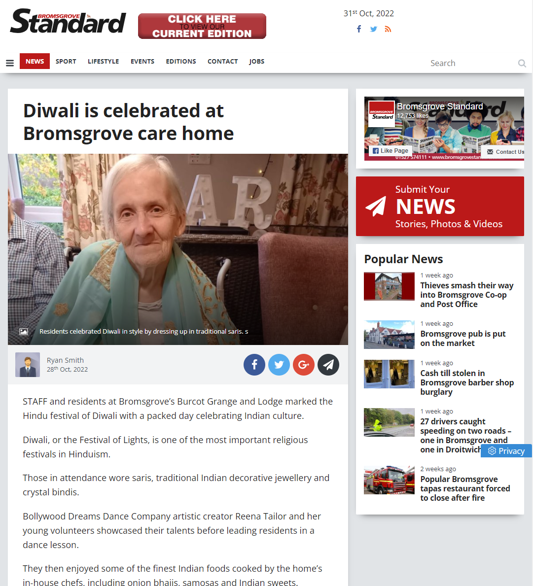Diwali is celebrated at Bromsgrove care home