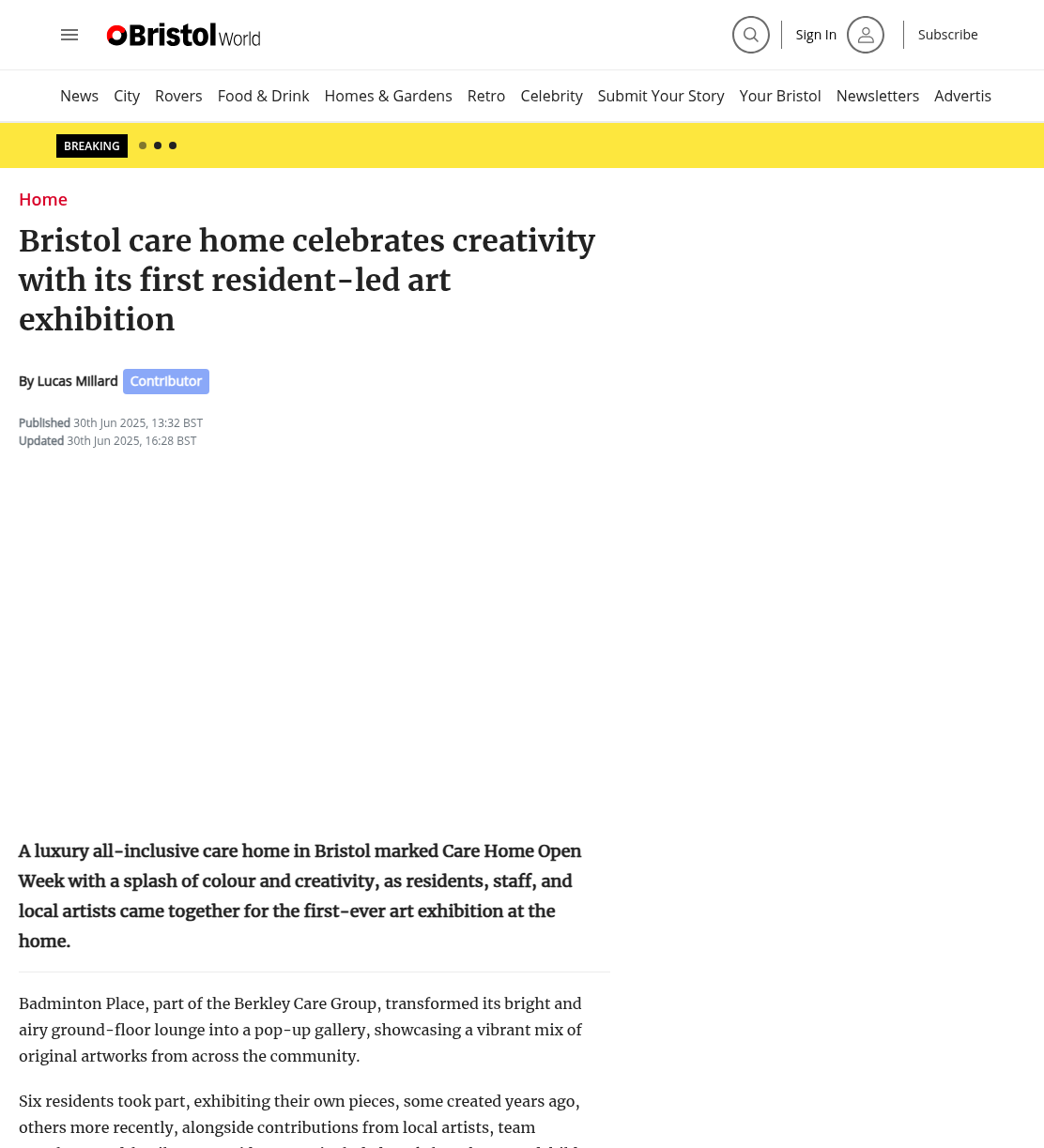 Bristol care home celebrates creativity with its first resident-led art exhibition
