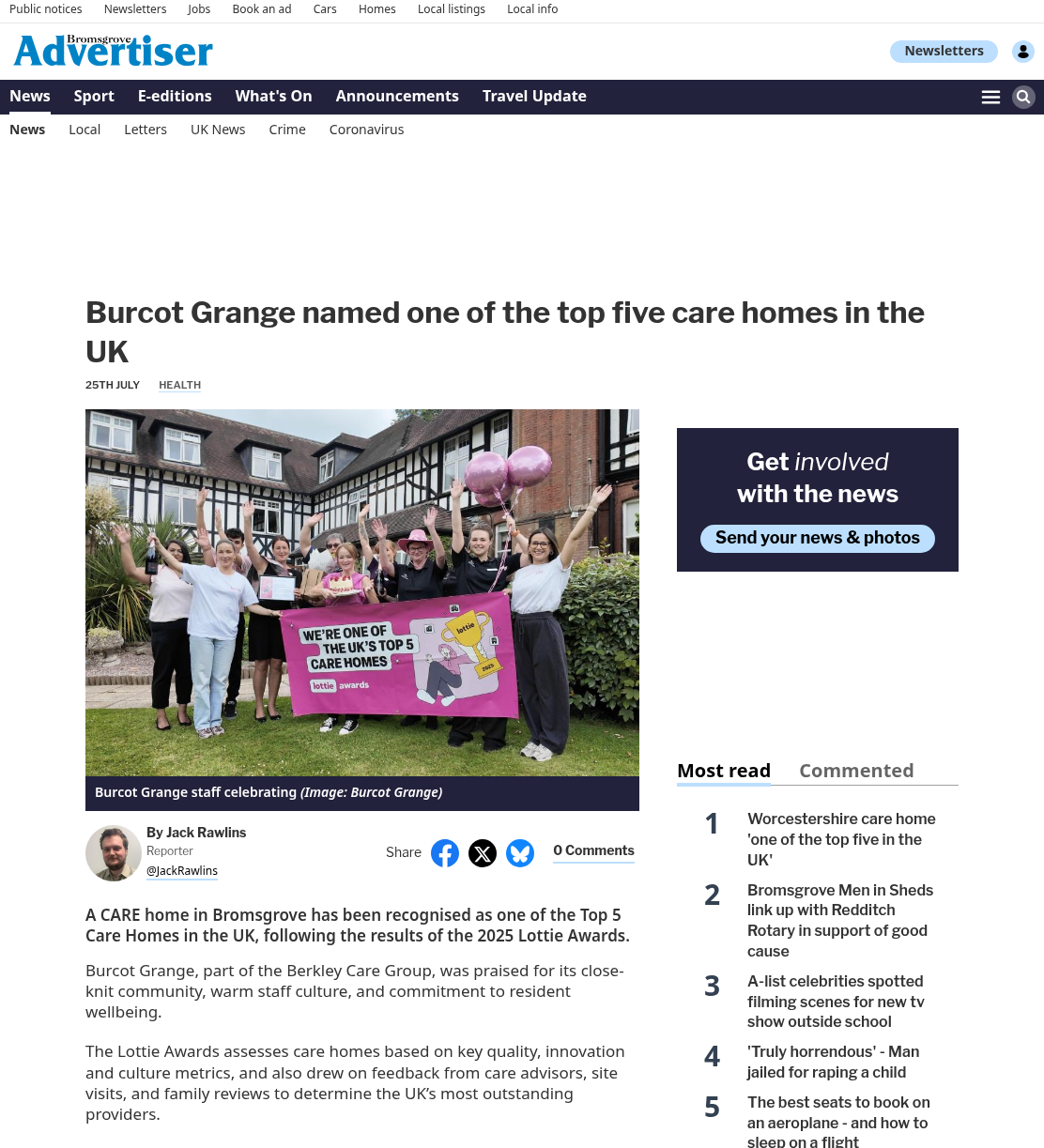 Worcestershire care home 'one of the top five in the UK'
